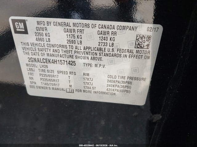 2017 CHEVROLET EQUINOX LT 9