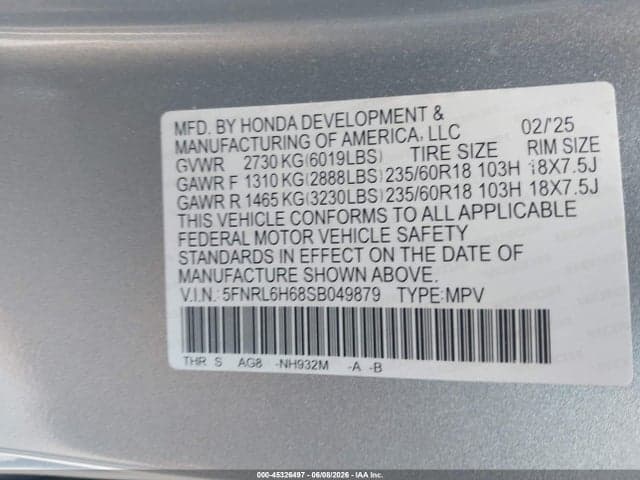 2025 HONDA ODYSSEY EX-L 9