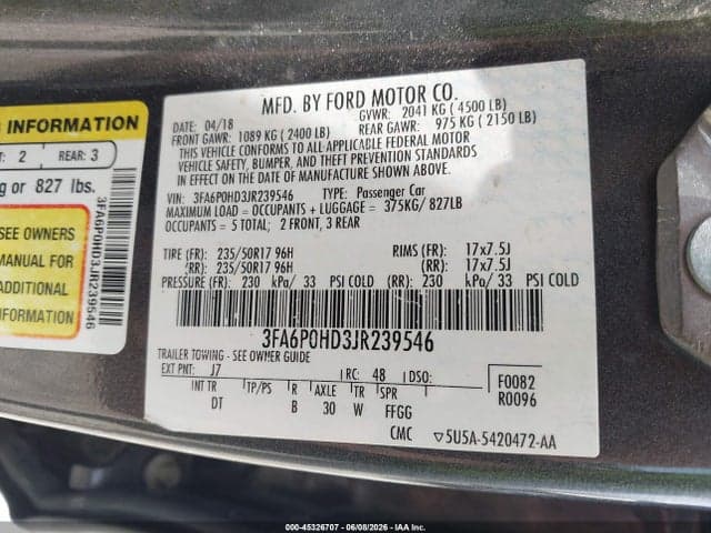 2018 FORD FUSION SE 9
