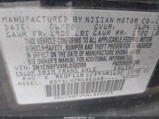 2022 NISSAN VERSA 1.6 SR XTRONIC CVT 9