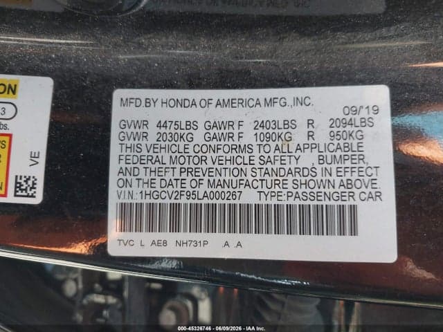2020 HONDA ACCORD TOURING 9