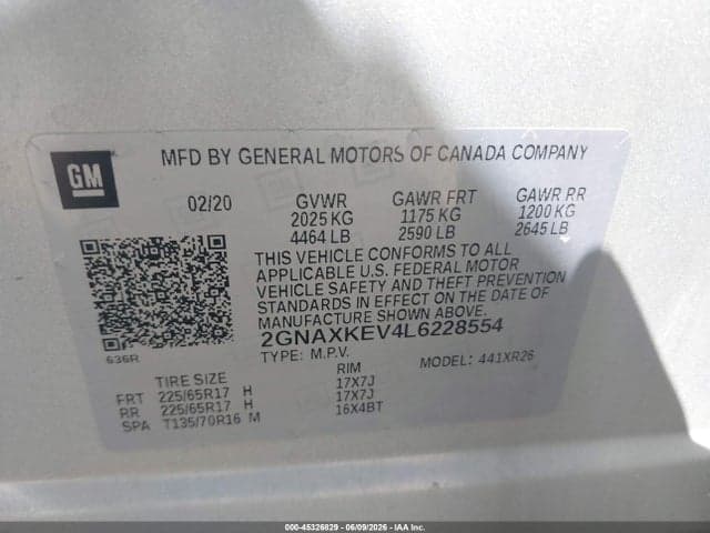 2020 CHEVROLET EQUINOX FWD LT 1.5L TURBO 9