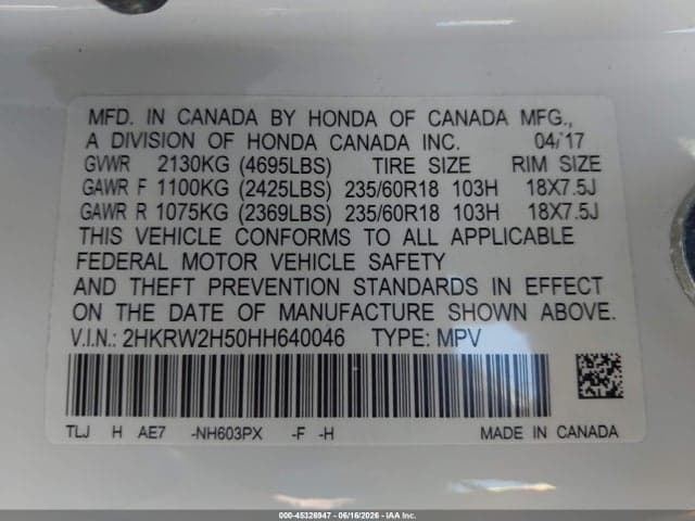 2017 HONDA CR-V EX 9