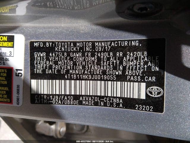 2018 TOYOTA CAMRY LE 9