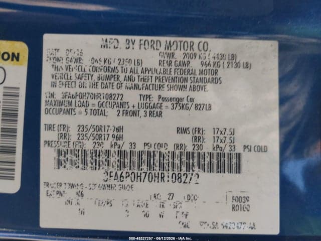 2017 FORD FUSION SE 9