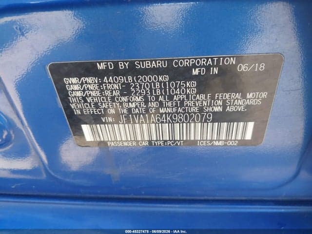 2019 SUBARU WRX 9