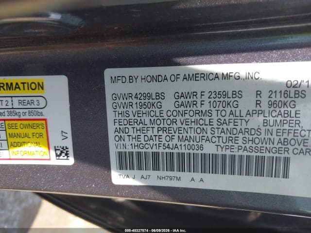 2018 HONDA ACCORD EX-L 9