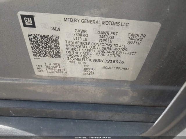 2019 CHEVROLET TRAVERSE LS 9