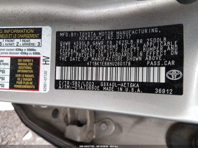 2017 TOYOTA AVALON XLE 9