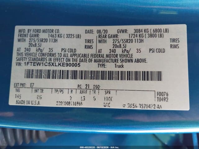 2020 FORD F-150 XLT 9