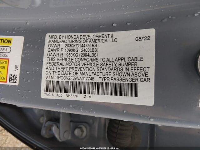 2022 HONDA ACCORD SPORT 2.0T 9