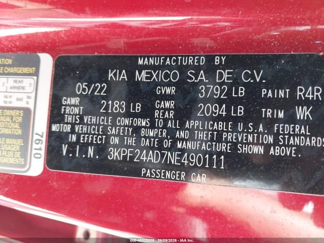 2022 KIA FORTE LXS 9