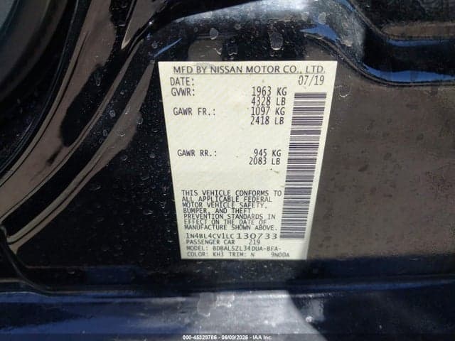 2020 NISSAN ALTIMA SR FWD 9