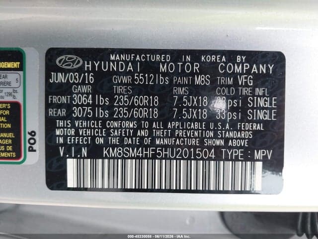 2017 HYUNDAI SANTA FE SE 9