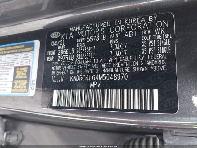 2021 KIA SORENTO S 9