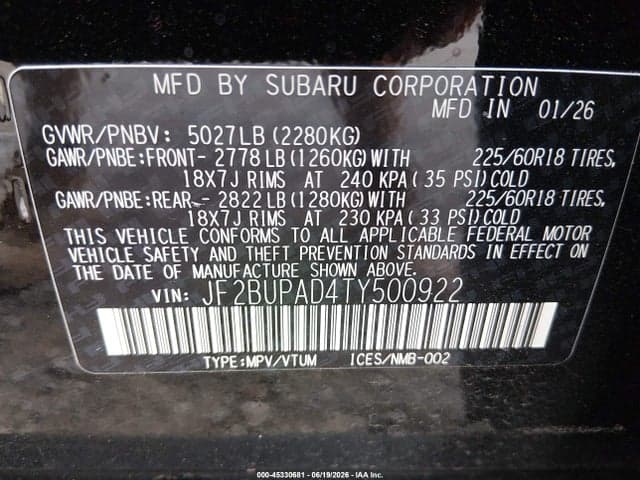 2026 SUBARU OUTBACK PREMIUM 9