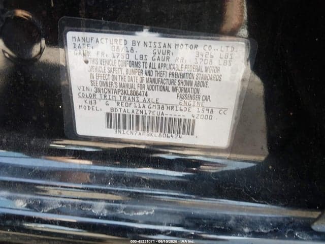 2019 NISSAN VERSA 1.6 S+ 9