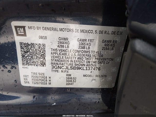 2019 CHEVROLET TRAX LT 9