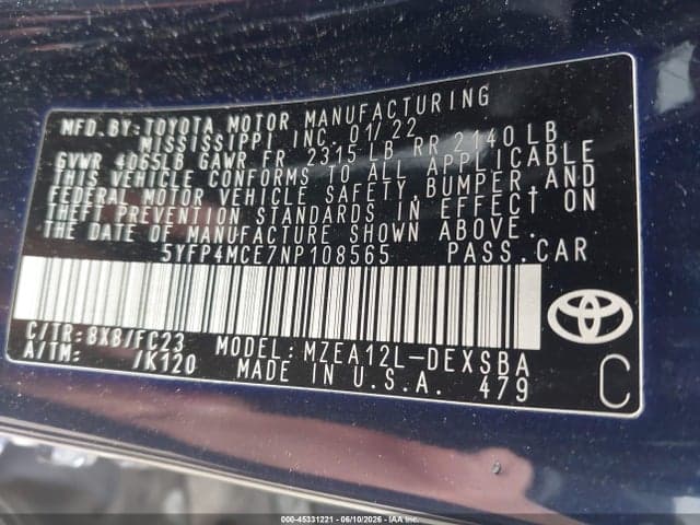 2022 TOYOTA COROLLA SE 9