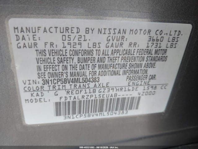 2021 NISSAN KICKS S XTRONIC CVT 9