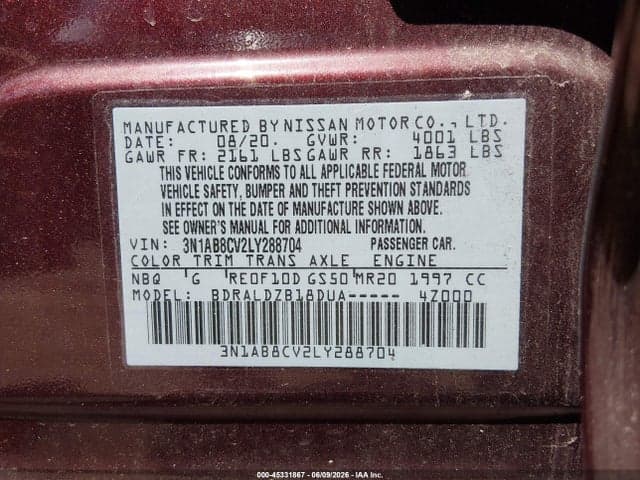 2020 NISSAN SENTRA SV XTRONIC CVT 9