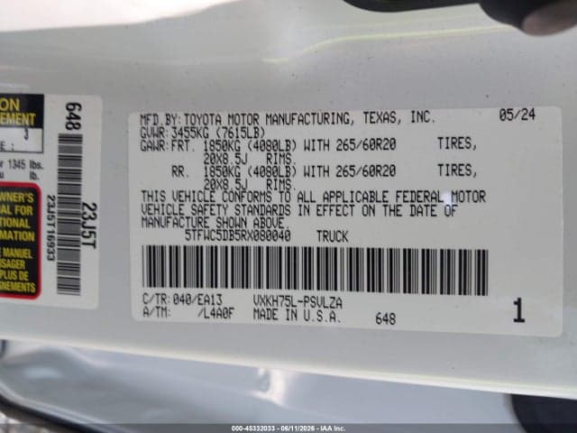 2024 TOYOTA TUNDRA HYBRID LIMITED 4WD 9