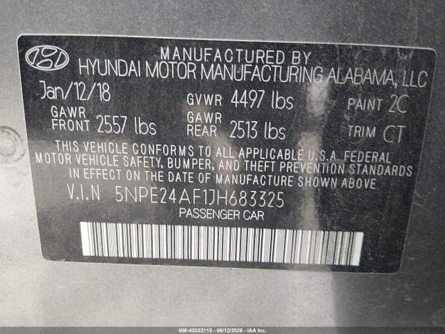 2018 HYUNDAI SONATA SE 9