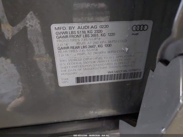 2020 AUDI Q3 PREMIUM 45 TFSI QUATTRO TIPTRONIC 9