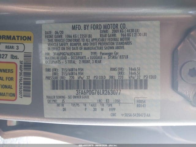 2020 FORD FUSION S 9