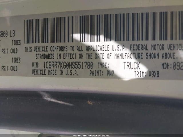 2017 RAM 1500 TRADESMAN 4X4 5'7 BOX 9