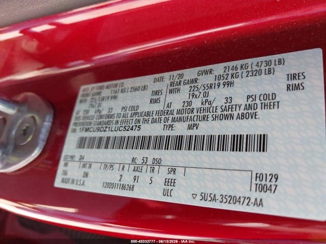 2020 FORD ESCAPE TITANIUM HYBRID 9