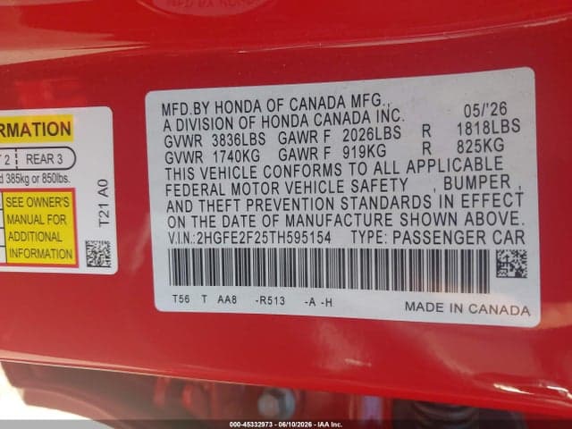 2026 HONDA CIVIC LX 9