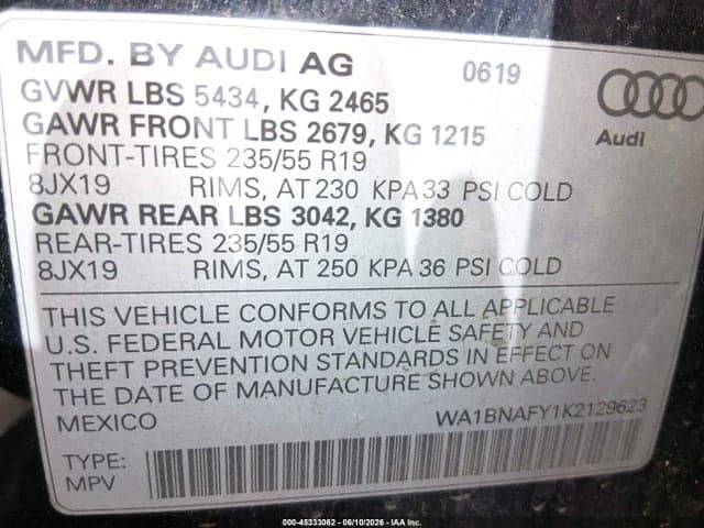 2019 AUDI Q5 45 PREMIUM 9