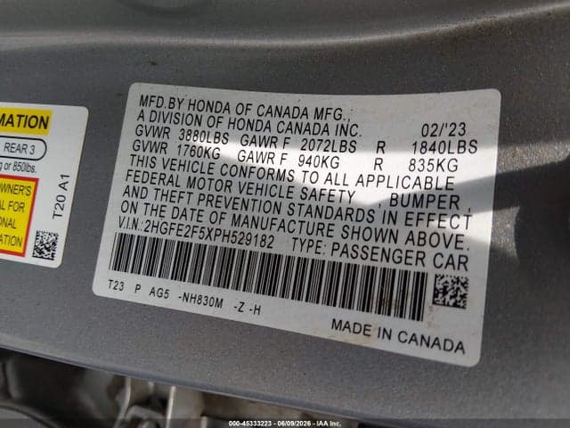 2023 HONDA CIVIC SPORT 9