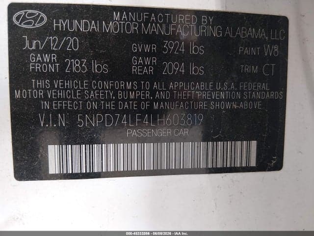 2020 HYUNDAI ELANTRA SE 9