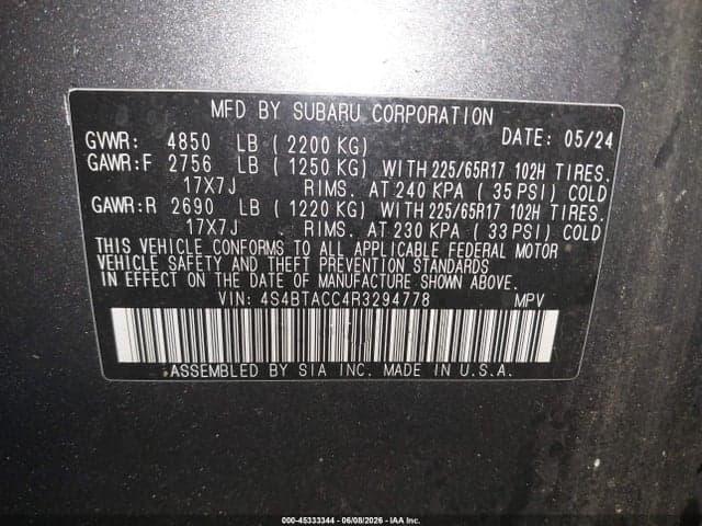 2024 SUBARU OUTBACK PREMIUM 9