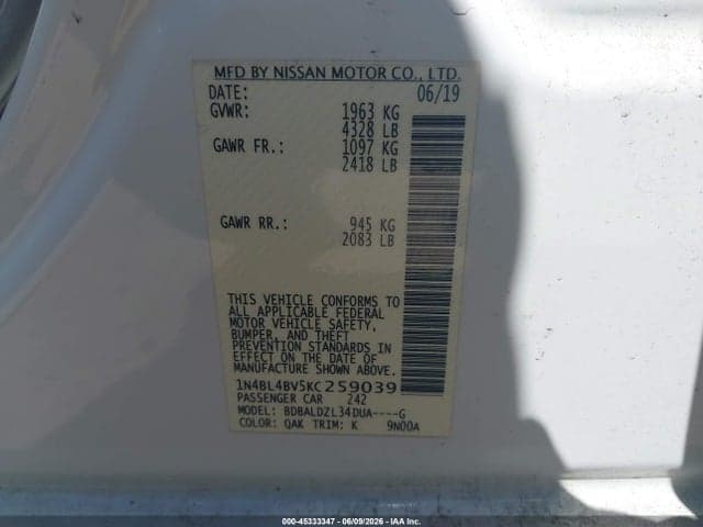 2019 NISSAN ALTIMA 2.5 S 9