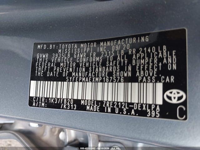 2021 TOYOTA COROLLA LE 9