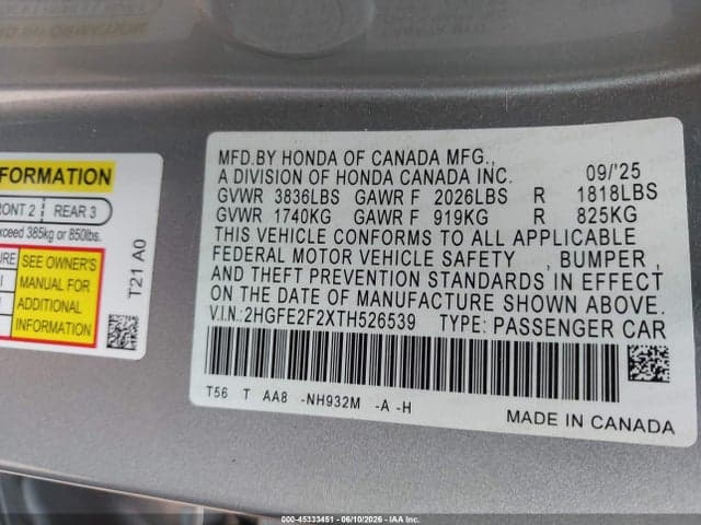 2026 HONDA CIVIC LX 9