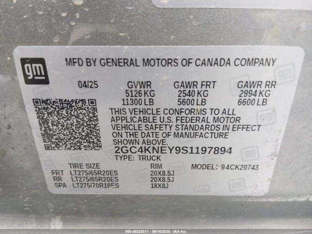 2025 CHEVROLET SILVERADO 2500HD 4WD STANDARD BED LT 9