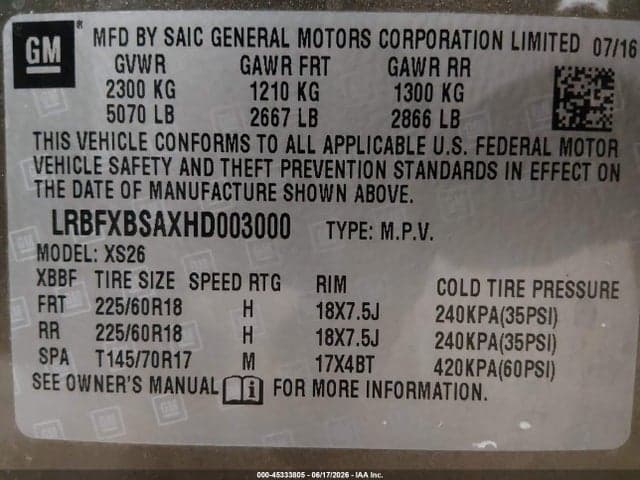 2017 BUICK ENVISION ESSENCE 9