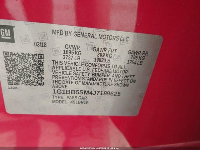 2018 CHEVROLET CRUZE LS MANUAL 9
