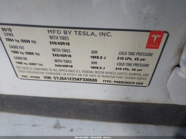 2019 TESLA MODEL S 9