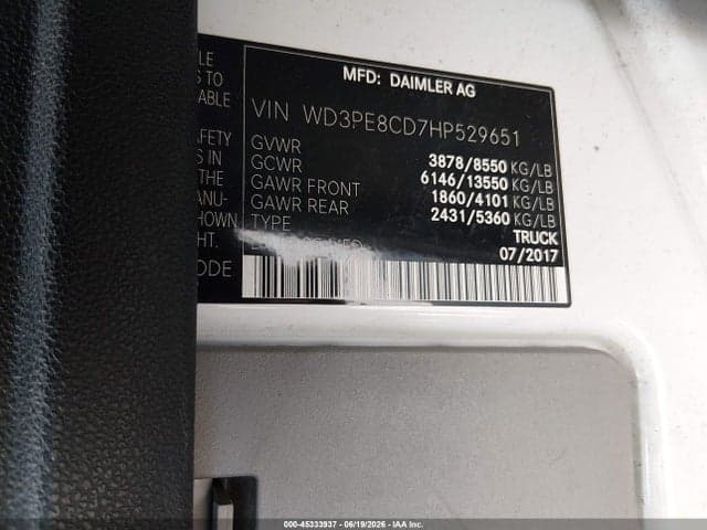 2017 MERCEDES-BENZ SPRINTER 2500 HIGH ROOF V6 9