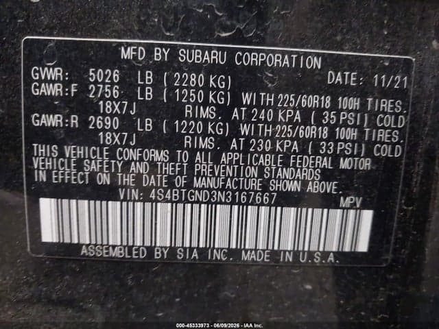 2022 SUBARU OUTBACK LIMITED XT 9