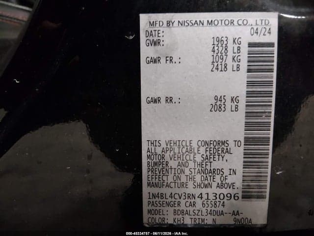 2024 NISSAN ALTIMA SR FWD 9