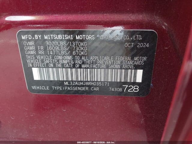 2024 MITSUBISHI MIRAGE ES/LE 9