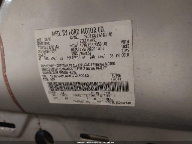2017 FORD EXPLORER XLT 9