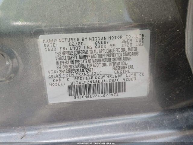 2020 NISSAN VERSA SV XTRONIC CVT 9
