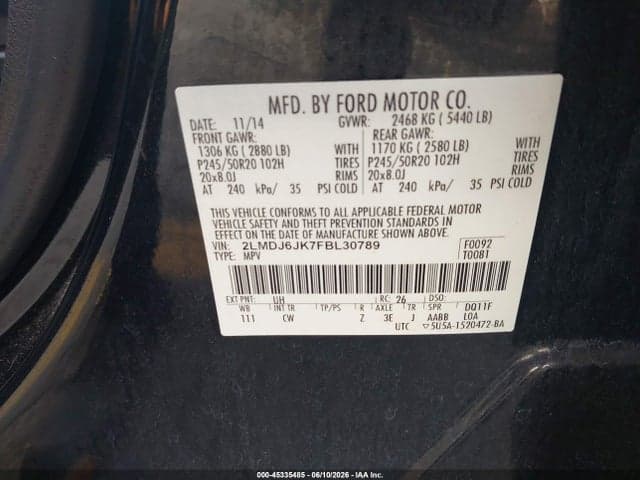 2015 LINCOLN MKX 9